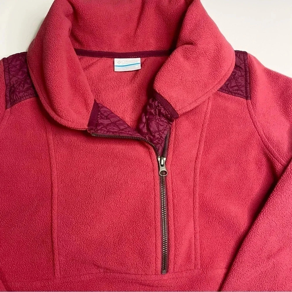 Columbia Medium Quilted Fleece 1/2 Zip Pullover Sweater Pink - Picture 2 of 9